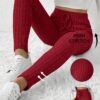 shein frenchy سروال ضيق مضلع مرن بخصر مربوط 4