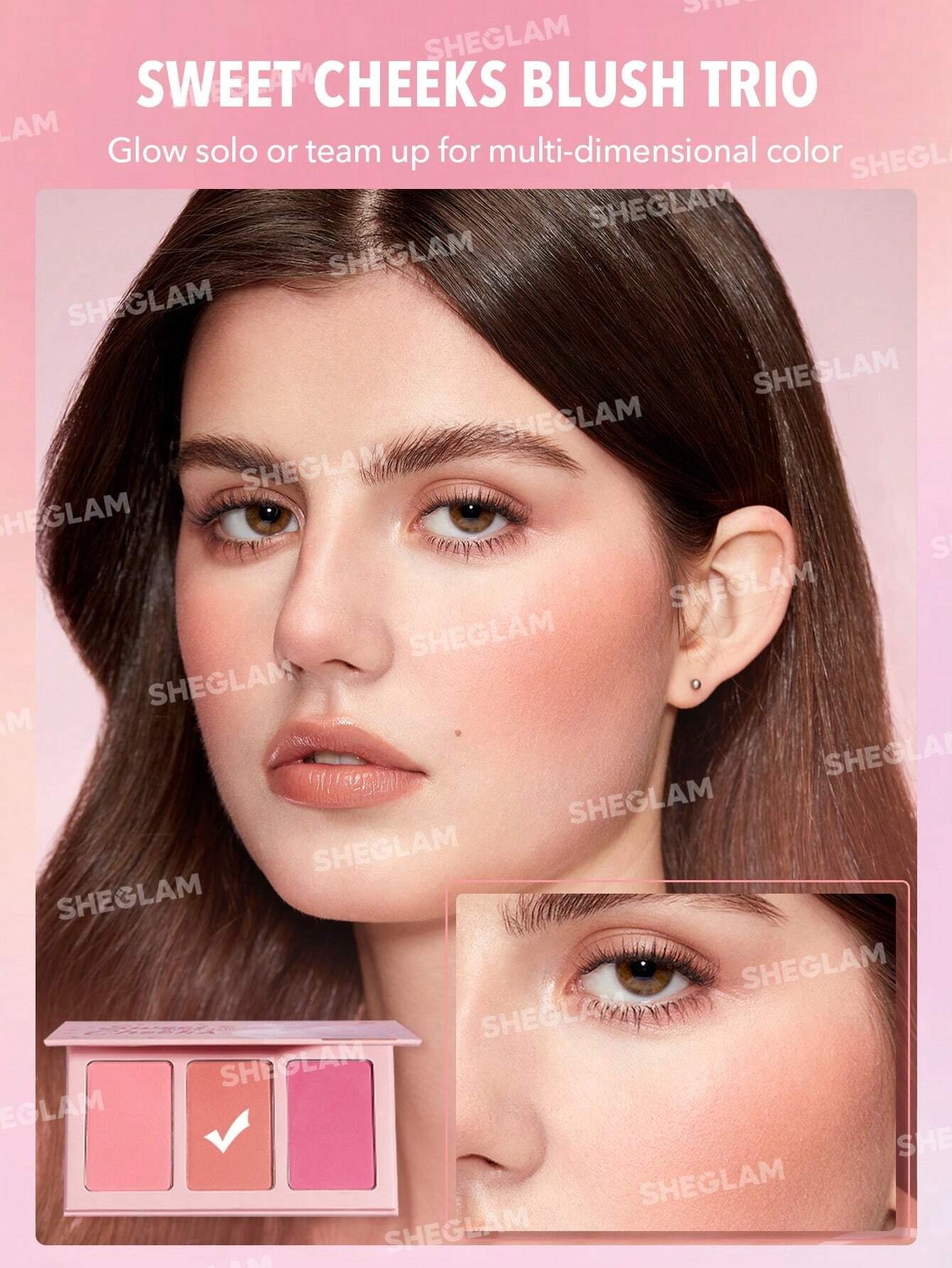 sheglam أحمر خدود sweet cheeks trio enamored 3 clolor powder blush palette يدوم طويلاً وذو صبغة عالية وخدود مطفية خالية من المسام وأحمر خدود يدوم طوال اليوم pink rosa blush حمره بلشر علامة تجارية جمال مكياج ميكب مستحضرات تجميل للنساء الفتيات مثالي لفصل ال 5