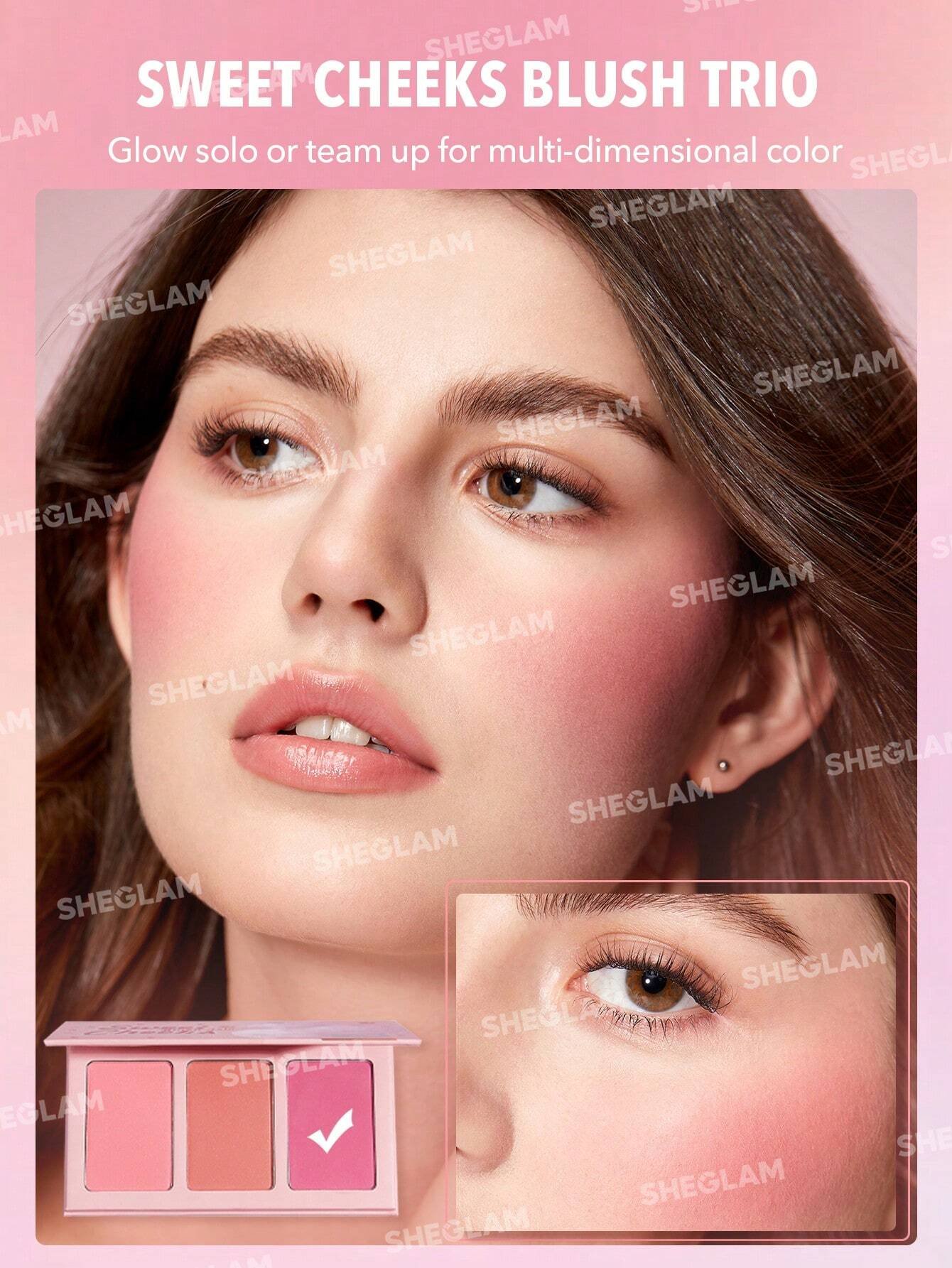 sheglam أحمر خدود sweet cheeks trio enamored 3 clolor powder blush palette يدوم طويلاً وذو صبغة عالية وخدود مطفية خالية من المسام وأحمر خدود يدوم طوال اليوم pink rosa blush حمره بلشر علامة تجارية جمال مكياج ميكب مستحضرات تجميل للنساء الفتيات مثالي لفصل ال 6