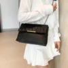 حقيبة سلسلة مطرزة بشكل المعين، حقيبة يد بسيطة، حقيبة كتف عادية، حقيبة كروس بودي أنيقة، حقيبة سلسلة مزدوجة مشبك مزدوج، حقيبة شرابةرمضان 15