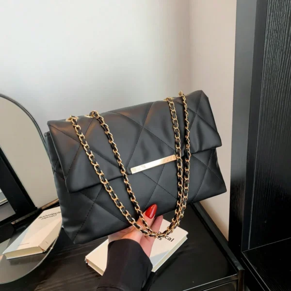 حقيبة سلسلة مطرزة بشكل المعين، حقيبة يد بسيطة، حقيبة كتف عادية، حقيبة كروس بودي أنيقة، حقيبة سلسلة مزدوجة مشبك مزدوج، حقيبة شرابةرمضان 16
