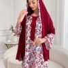 shein najma فستان ربيعي أنيق بأكمام طويلة وياقة دائرية، بطبعات رقمية أنيقة من الزهور والنباتات والأشكال الهندسية، بطراز عربي 16