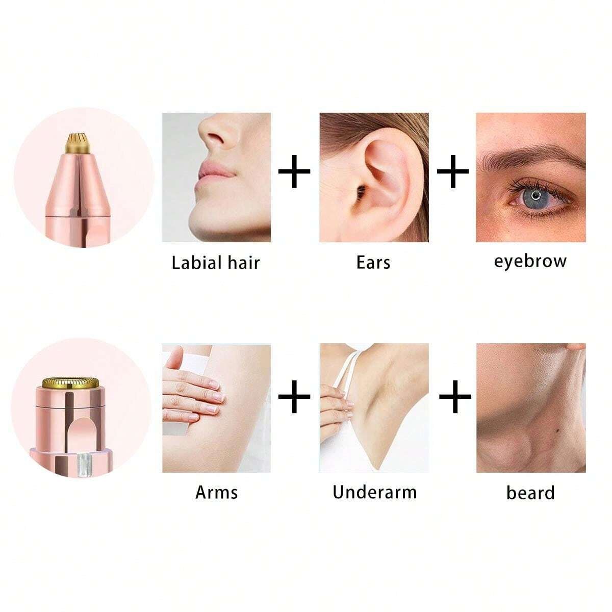 جهاز إزالة الشعر الكهربائي للوجه والحواجب للنساء، 2 في 1، قابل للشحن 70 مللي أمبير، إزالة الشعر بدون ألم 2