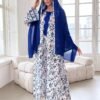 shein najma فستان ربيعي أنيق بأكمام طويلة وياقة دائرية، بطبعات رقمية أنيقة من الزهور والنباتات والأشكال الهندسية، بطراز عربي 2