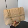 حقيبة سلسلة مطرزة بشكل المعين، حقيبة يد بسيطة، حقيبة كتف عادية، حقيبة كروس بودي أنيقة، حقيبة سلسلة مزدوجة مشبك مزدوج، حقيبة شرابةرمضان 2