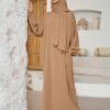 عباية فاشونية كاجوال مع وشاح رأس، قطعة واحدة مناسبة للاستخدام اليومي للنساء، الطول 143 سم عباية فاشونية كاجوال مع وشاح رأس، قطعة واحدة مناسبة للاستخدام اليومي للنساء، الطول 143 سم