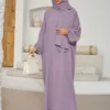 عباية فاشونية كاجوال مع وشاح رأس، قطعة واحدة مناسبة للاستخدام اليومي للنساء، الطول 143 سم 21