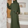 عباية فاشونية كاجوال مع وشاح رأس، قطعة واحدة مناسبة للاستخدام اليومي للنساء، الطول 143 سم 19