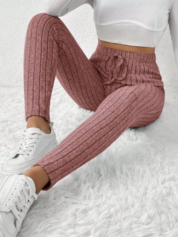 shein frenchy سروال ضيق مضلع مرن بخصر مربوط 3
