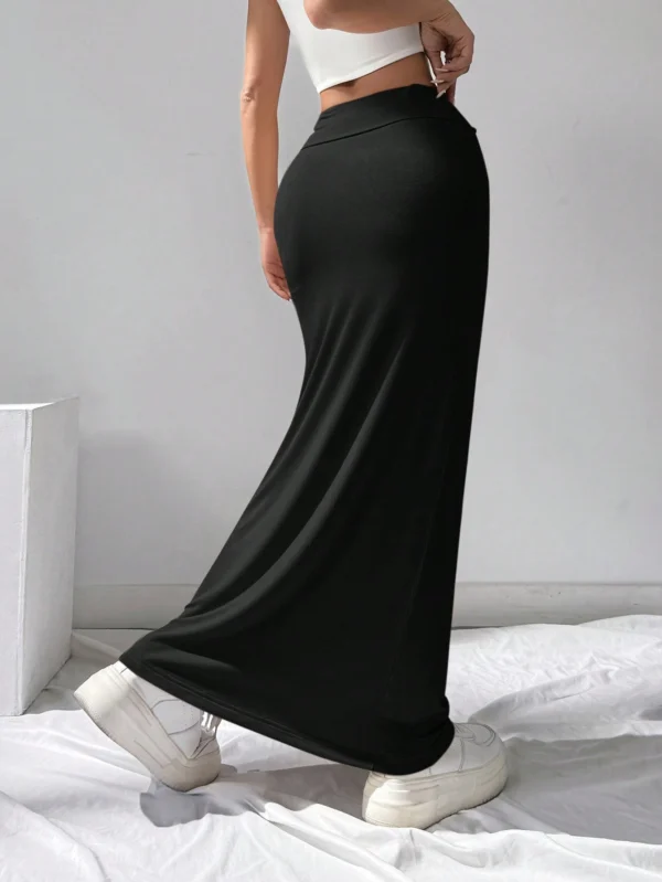shein ezwear تنورة قلم ضيقة من الأزياء المحبوكة السوداء للنساء 2