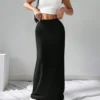 shein ezwear تنورة قلم ضيقة من الأزياء المحبوكة السوداء للنساء 4