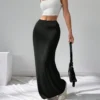 shein ezwear تنورة قلم ضيقة من الأزياء المحبوكة السوداء للنساء 5