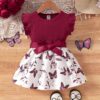 shein فستان كاجوال لكل المناسبات للبنات الرضع مطبوع بفراشة جميلة مع حزام، مناسب للخروج shein فستان كاجوال لكل المناسبات للبنات الرضع مطبوع بفراشة جميلة مع حزام، مناسب للخروج