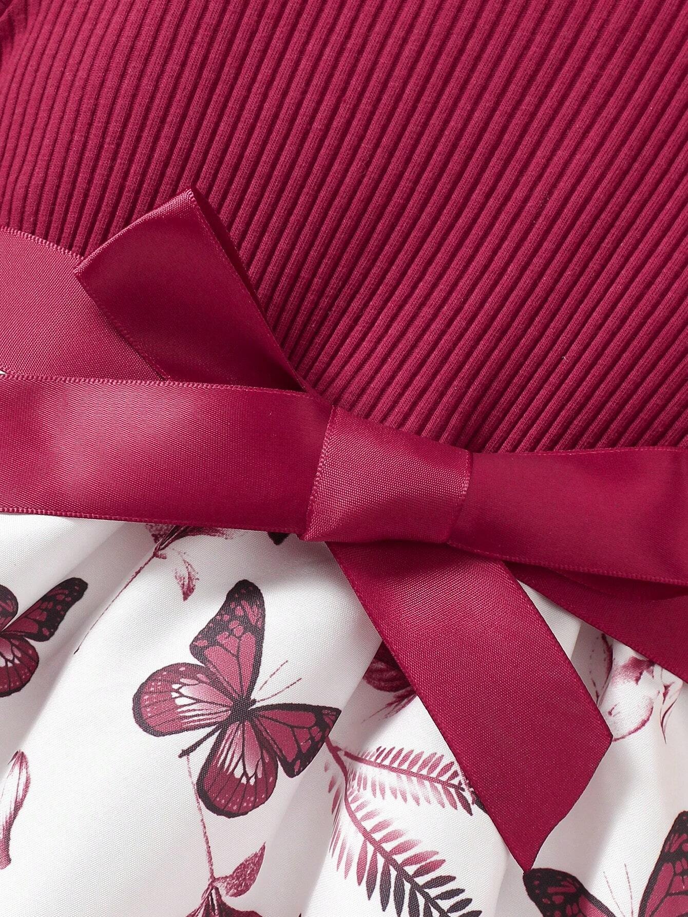 shein فستان كاجوال لكل المناسبات للبنات الرضع مطبوع بفراشة جميلة مع حزام، مناسب للخروج 6