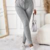 shein frenchy سروال ضيق مضلع مرن بخصر مربوط 13