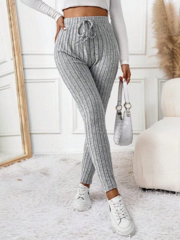 shein frenchy سروال ضيق مضلع مرن بخصر مربوط 13