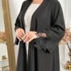 al najma خاصة المرأة البالغة السن ذات الحجم الكبير، رداء شبكي مطرز بالزهور على الطراز العربي، طويل الطول مفتوح من الأمام، متواضع بأكمام طويلة، عباية للاستخدام اليومي/العطلات/حفلات الزفاف/السهرة 3