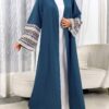 al najma عباية عربية طويلة للنساء موديل الربيع والصيف، كاجوال، طباعة منقطعة، كم ناقص، متواضع 7