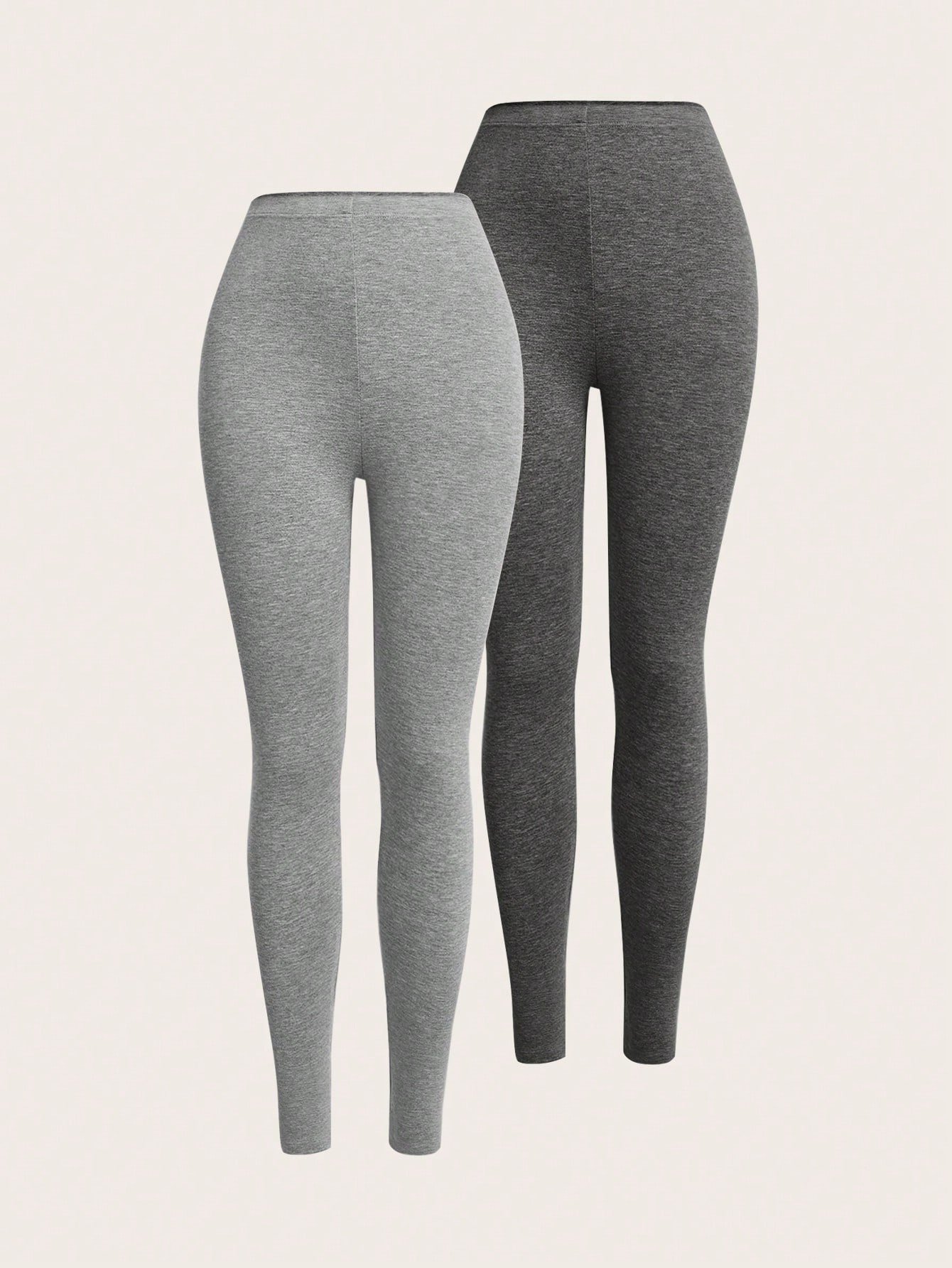 shein ezwear 2 قطعة سروال ضيق بخصر مطاطي بلون أحادي 1