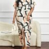 shein lady فساتين عربية ذات أكمام فراشة منسوجة أنيقة عادية للخريف والشتاء 5