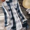 shein lune قميص عارضة بأكمام طويلة وياقة وأزرار منقوش بطبعة المربعات. 2