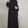 عباءة طويلة بأسلوب الكيمونو للنساء وفستان طويل محتشم، طقم من قطعتين بدون وشاح الرأس، أسود للربيع 8
