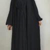 عباءة طويلة بأسلوب الكيمونو للنساء وفستان طويل محتشم، طقم من قطعتين بدون وشاح الرأس، أسود للربيع 7