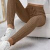 shein frenchy سروال ضيق مضلع مرن بخصر مربوط 7