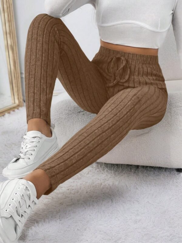 shein frenchy سروال ضيق مضلع مرن بخصر مربوط 7