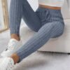 shein frenchy سروال ضيق مضلع مرن بخصر مربوط 5