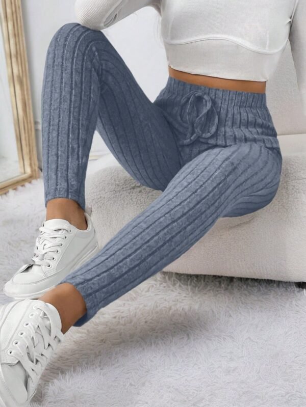 shein frenchy سروال ضيق مضلع مرن بخصر مربوط 5