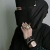 حجاب نسائي 1 قطعة مزين بالمعدن من الشيفون، وشاح لون أحادي ناعم لتغطية الوجه بشريط مطاطي، طراز محافظ للاستخدام اليومي، وشاح أسود ملحقات عباءة نسائية idx_3
