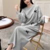 dazy مجموعة بلوزة رياضية مع زخرفة فيونكة، طقم ملابس منزلية للنساء للخريف/الشتاء، قطعتان 7