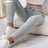 shein frenchy سروال ضيق مضلع مرن بخصر مربوط 1