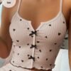 shein بيجامة علوية للنساء بطبعة قلوب وزينة فيونكة shein بيجامة علوية للنساء بطبعة قلوب وزينة فيونكة