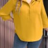 emery rose قميص كاجوال سهل فضفاض مع أزرار وأكمام 3/4 لسيدات بحجم كبير 10