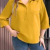 emery rose قميص كاجوال سهل فضفاض مع أزرار وأكمام 3/4 لسيدات بحجم كبير 12