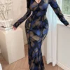 feyla فستان نسائي أنيق برسومات زهرية بتصميم ذيل السمكة، فساتين سهرة طويلة للخريف 6