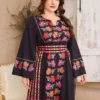 al najma فستان بوهو أنيق للمرأة ذو رقبة على شكل حرف v مطبوع بطبعات الأزهار, أكمام كرارة, خصر مربوط , مقاسات كبيرة محتشم 6