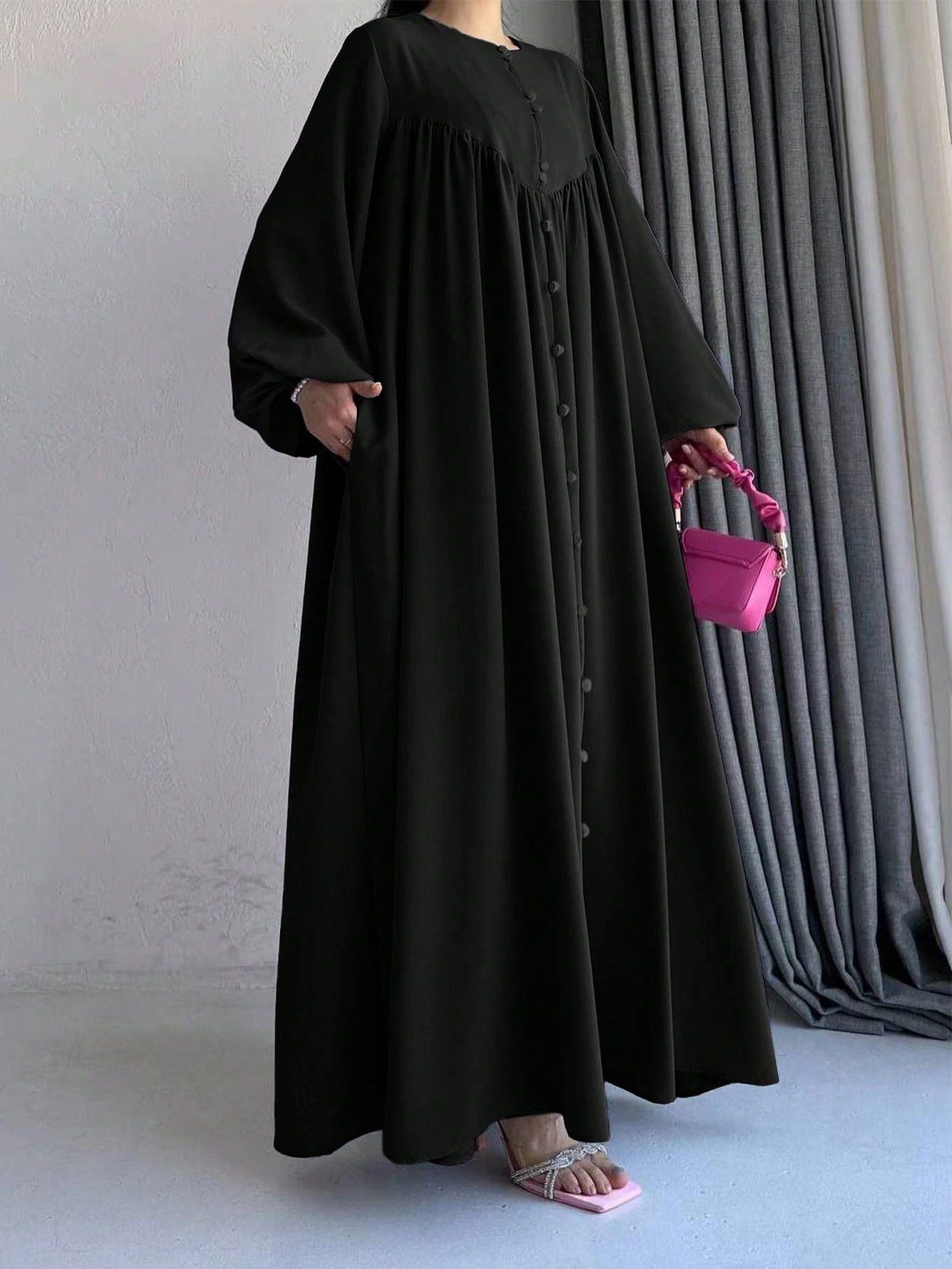 فساتين عربية طويلة أنيقة بطراز الجنية للنساء، باللون الأسود، شحن سريع للربيع 13