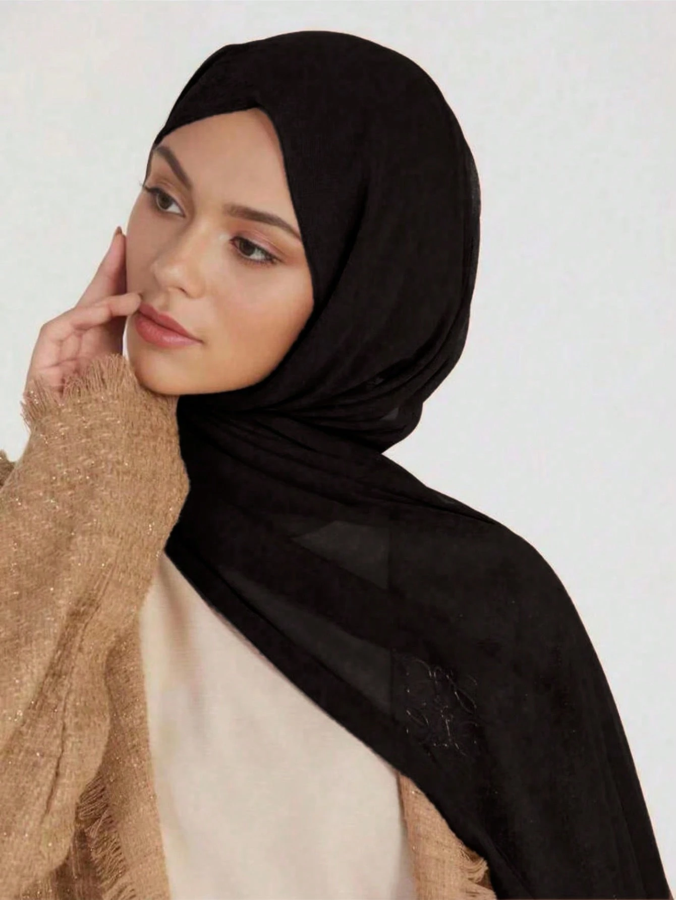 عباية فاشونية كاجوال مع وشاح رأس، قطعة واحدة مناسبة للاستخدام اليومي للنساء، الطول 143 سم 22