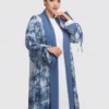 al najma عباية فضفاضة طويلة الأكمام ذات طباعة صبغ التأثيري للنساء ، محتشم 3