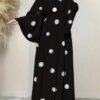 فستان نسائي أنيق بأكمام جرس واسعة ذو لون أحادي، مناسب للربيع والصيف، متواضع للعطلات بنقشة نقاط 5