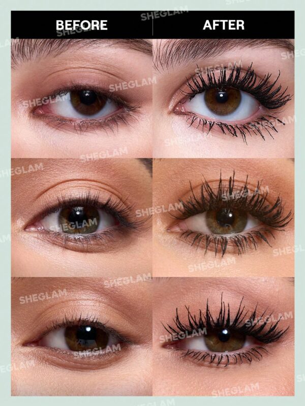 sheglam ماسكارا تكثيف وطول الكل في واحد 2 في 1 مقاومة للماء بفرشاة مزدوجة الأطراف لإطالة الرموش وتجعيدها ورفع الرموش بشكل كثيف ماسكارا تدوم طويلاً مكياج العيون ماسكارا حفلات عيد الميلاد ماسكرا علامة تجارية جمال مكياج ميكب مستحضرات تجميل للنساء الفتيات مثا 5
