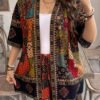 shein lune مجموعة قطعتين ملابس علوية كيمونو والشورت ذات طبعات زهور للنساء كبيرات الحجم، ملابس غربية للنساء بطراز بوهيمي وهيبي وكاوبوي، أزياء بوهيمية، ملابس صيفية للنساء، ملابس إجازة الربيع، أزياء صيفية عتيقة المال، أزياء إجازة الربيع للرقص 1