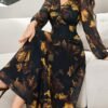 modelyn فستان نسائي أنيق مطبوع بنقشة زهرية كاملة للموسم الخريفي 6