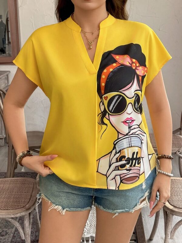 shein lune بلوزة قصيرة الأكمام مطبوعة بصورة امرأة بحجم كبير، ملابس غربية للنساء بطراز بوهيمي وبوهو من تسعينيات القرن الماضي، ملابس مناسبة للمهرجانات والصيف والخروج 5