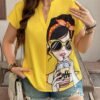 shein lune بلوزة قصيرة الأكمام مطبوعة بصورة امرأة بحجم كبير، ملابس غربية للنساء بطراز بوهيمي وبوهو من تسعينيات القرن الماضي، ملابس مناسبة للمهرجانات والصيف والخروج 13