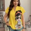 shein lune بلوزة قصيرة الأكمام مطبوعة بصورة امرأة بحجم كبير، ملابس غربية للنساء بطراز بوهيمي وبوهو من تسعينيات القرن الماضي، ملابس مناسبة للمهرجانات والصيف والخروج 14