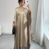 rafferiza فستان قسطل مفضف بياقة مرتفعة 2